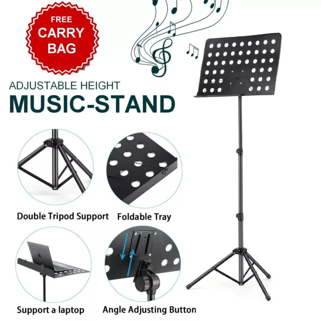 Adjustable Pro Music Sheet Conductor Stand Stage Holder Mount Tripod Folding