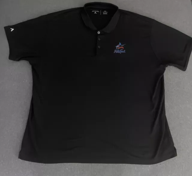 Miami Marlins Mens Polo Shirt 3XL Black Sewn Logo XXL Performance MLB Antigua