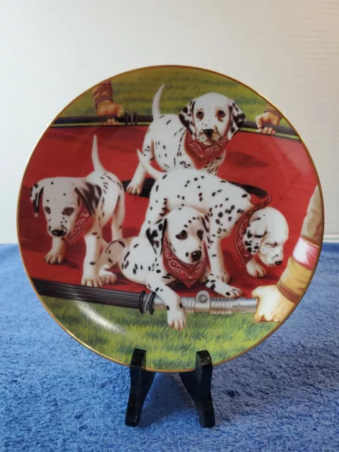 The Danbury Mint 1992 Fire Capers Jump Drill Dalmatians Plate A9643