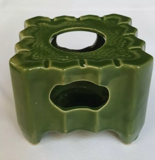 VTG Aloa Pottery Green Glazed Lantern Candle Holder Warmer Eau Claire Wisconsin