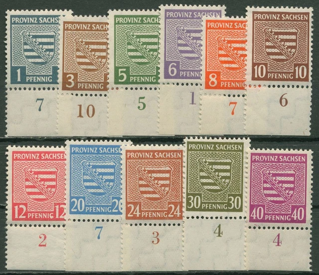 SBZ Provinz Sachsen 1945 Wappen WZ X Unterrand 73/84 X UR (ohne 80X) postfrisch