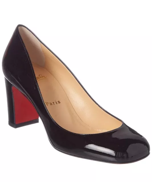 CHRISTIAN LOUBOUTIN Cadrilla 70 Patent Leather Block Heel Pumps Black 40.5