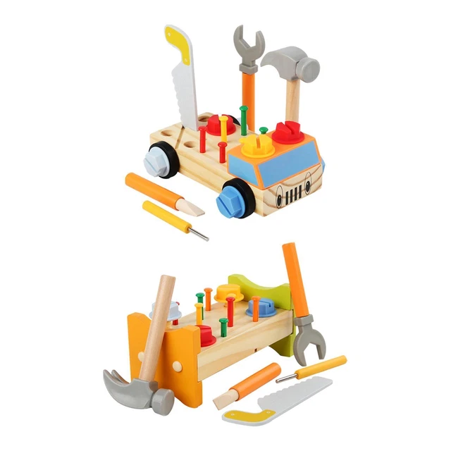 Wooden Play Tool Set Screwdriver Wrench Nuts Bolt Set Pretend Toy for Kids
