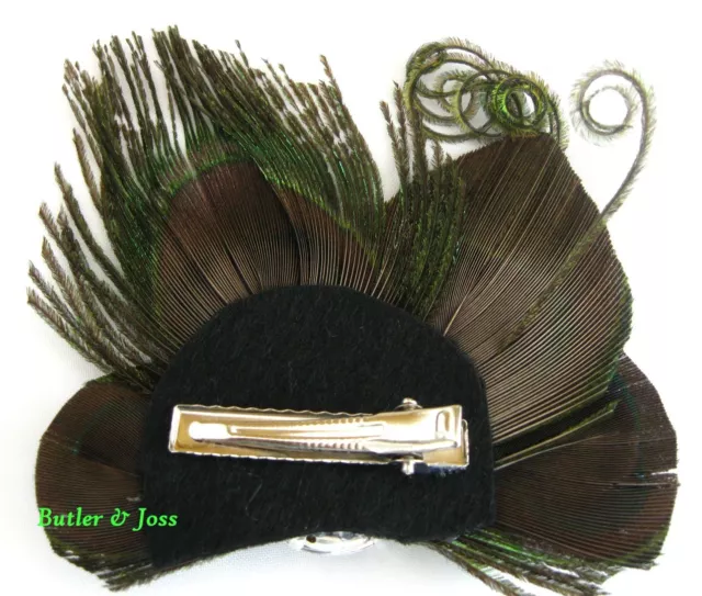 Peacock Feather Hair Clip Pin Accessories Prom Wedding Bridal Fascinator 'Becca' 3
