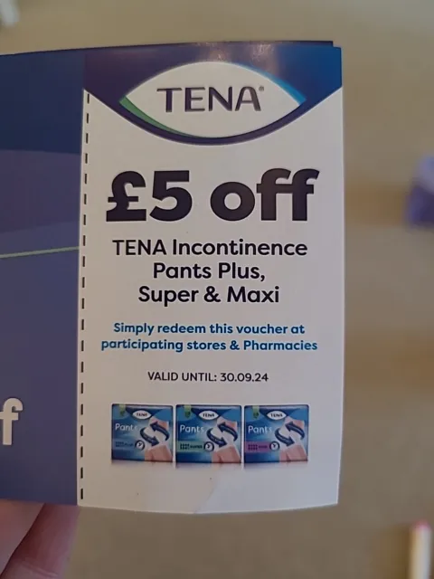 Voucher For Tena incontinence pants for women Worth £5