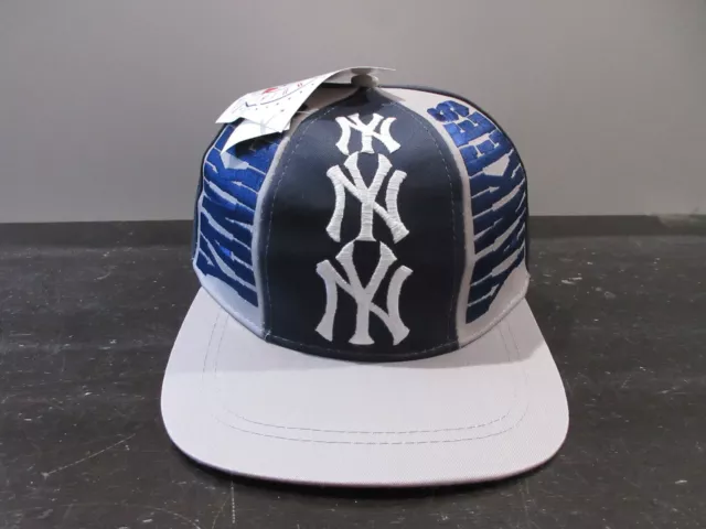 VINTAGE NEW YORK Yankees Hat Cap Snap Blue Gray MLB Baseball New Mens ...