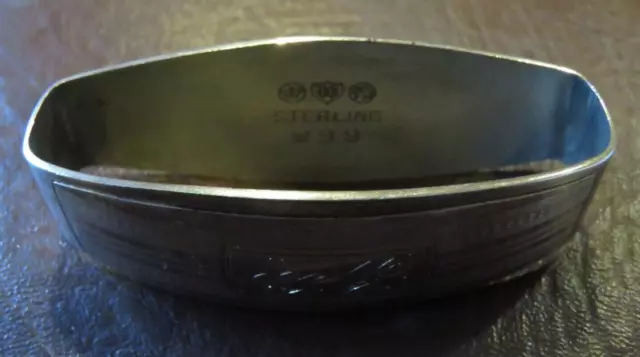 Antique Art Deco Watson Sterling Silver Napkin Ring "Geo" name engraving 2