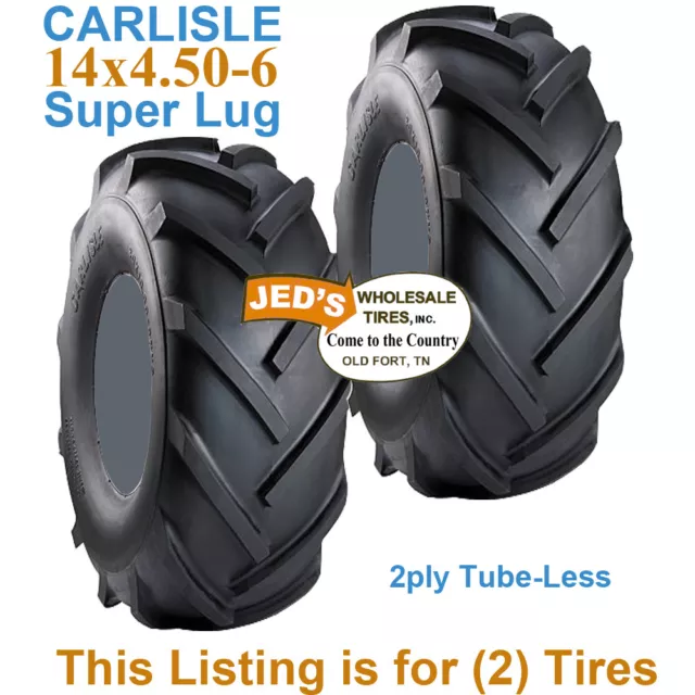2) Tiller Tires 4.8x4x8 4.8x4-8 4.80-4.00-8 Ag Tread 4 Ply