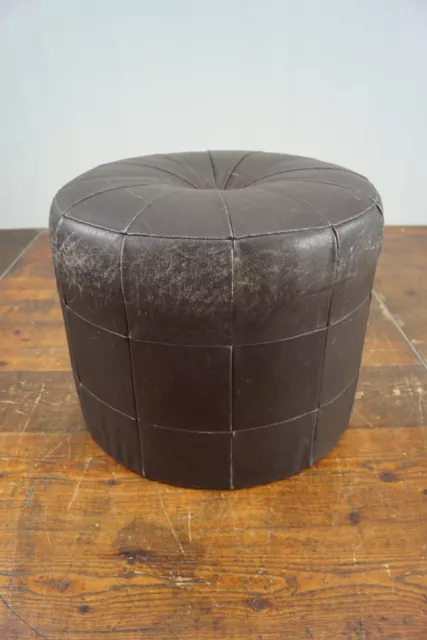 Hocker Vintage Leder Sitzhocker 60er Sitzkissen Lederhocker Pouf Ottomane 60s