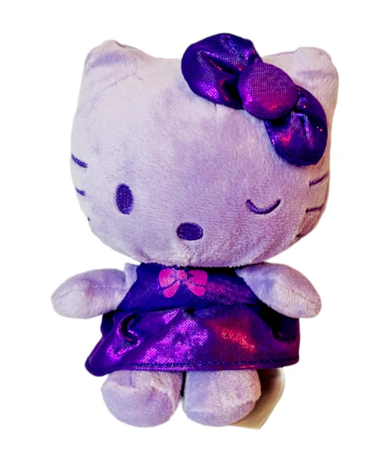 PURPLE HELLO KITTY Plush 6" Sanrio Bow Lavender Winking Stuffed Animal