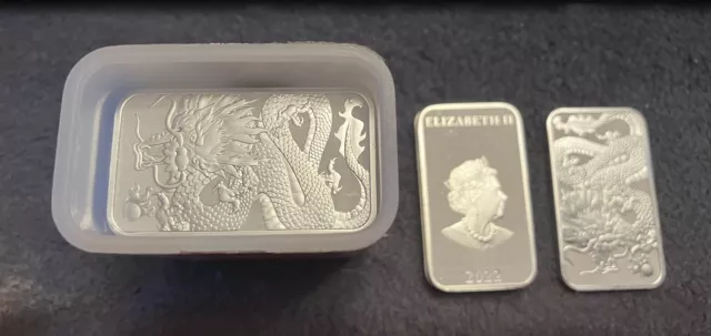 2022 Australian Dragon Bar 1 oz .999 silver Perth Mint New From Tube