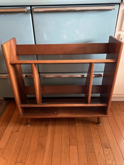 Vintage Mid Century Danish Modern Petite Encyclopedia Rack Book Shelf Bookcase