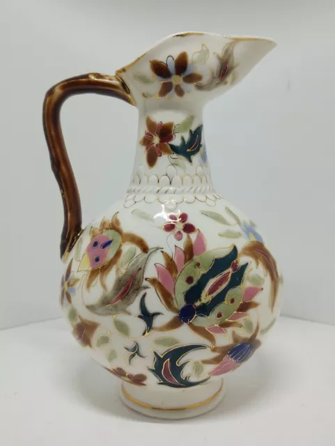 Vintage/Antique Floral Ewer Pitcher. Unknown maker. Signed by Artist