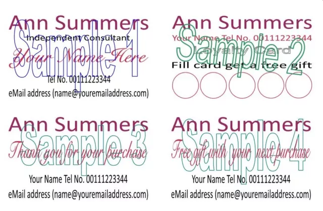 ANN SUMMERS BUSINESS LOYALTY FREE GIFT OR THANK YOU CARDS Printed tya