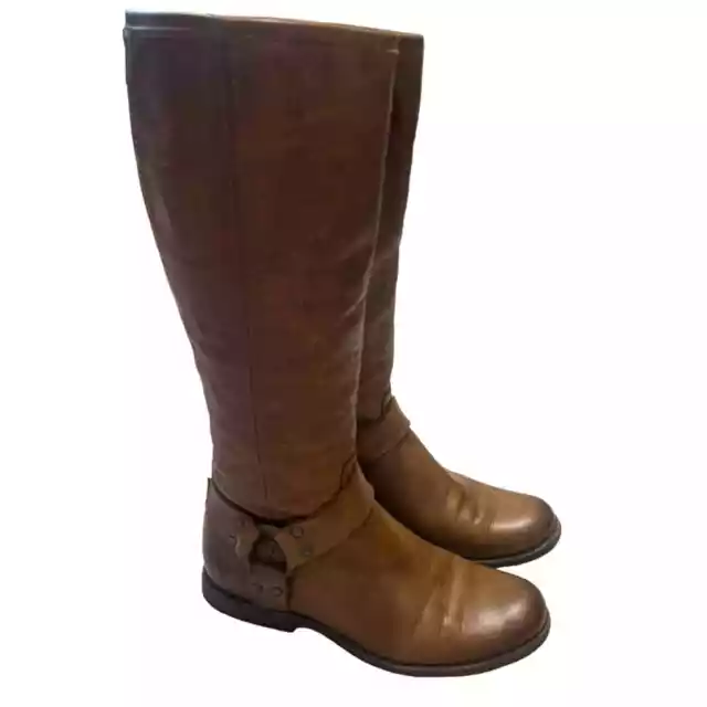 Frye Phillip Harness Tall 76850 Womens Brown Leather Casual Dress Boots Size 7