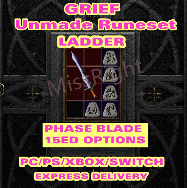 GRIEF RUNE+BASE SET🌺PHASE Blade🌺Diablo 2 Softcore LADDER🌺PCSWITCHPS