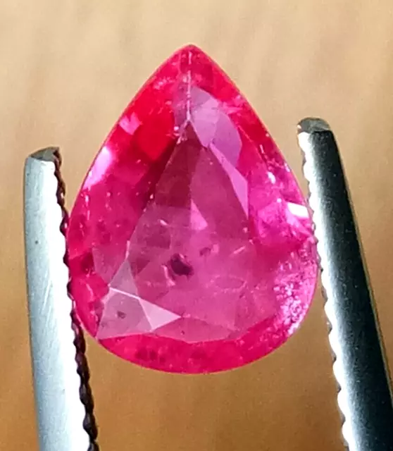 1.47 Cts Amazing Luster Pinkish Red Natural Mozambique Ruby Pear Loose Stone