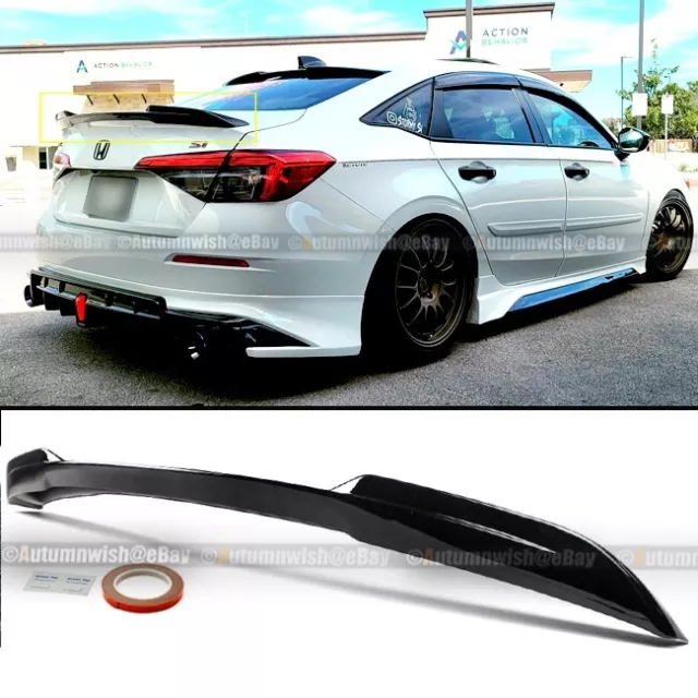 Fit 22 -24 Honda Civic Sedan SI RS Style  Glossy Black Trunk Wing Spoiler