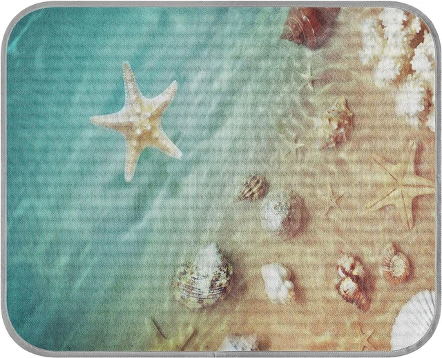 Starfish Summer Beach 23.6X38.6 Inch Folding Pet Ice Silk Cooling Mat Comfy Rect