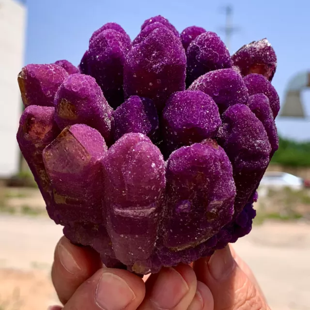 475G New Find Purple Phantom Quartz Crystal Cluster Mineral Specimen Healing