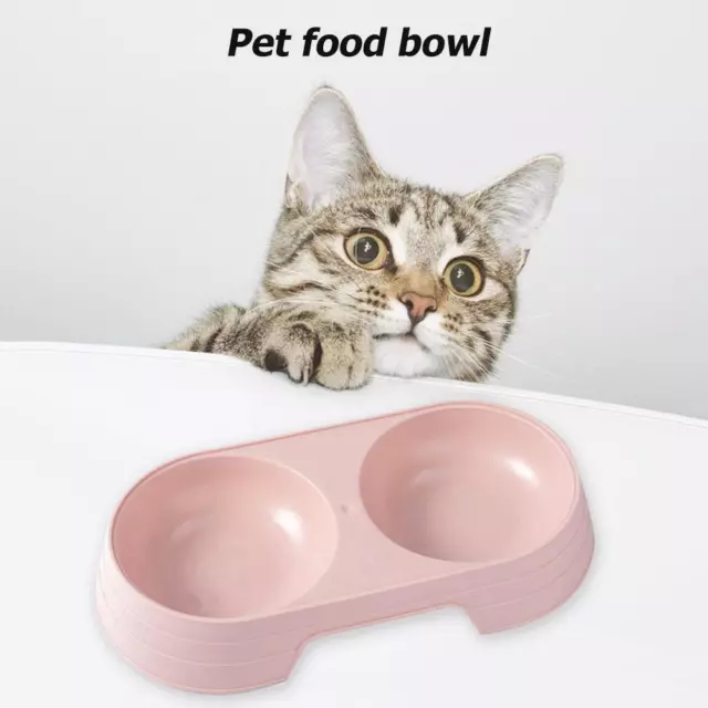 fr Candy Colors Plastic Pet Feeding Double Bowl 2 in 1 Cat Water Food Feeder Dis