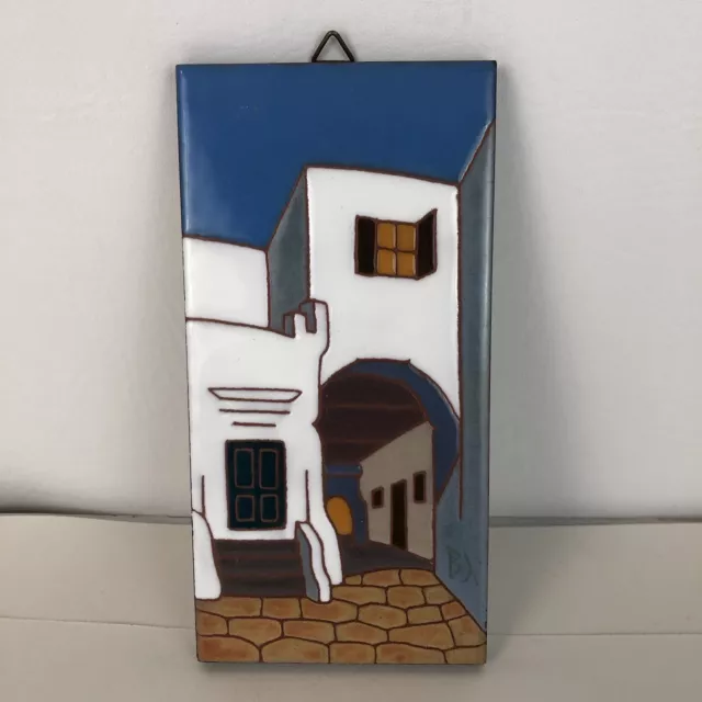 Greek Ceramic Art Tile White House Blue Sky Andreadis Gallery Hydra Greece 3x6