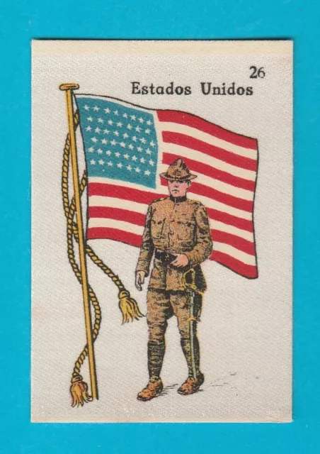 Silk ' Flag With Soldier ' - U.s.a. - La Favorita (Canary Islands) - 1915