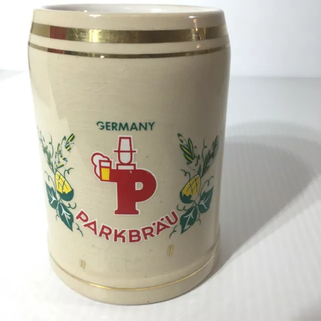 Parkhaus Germany Vintage Beer Stein Mug Pottery Stoneware .5L Gold Trim