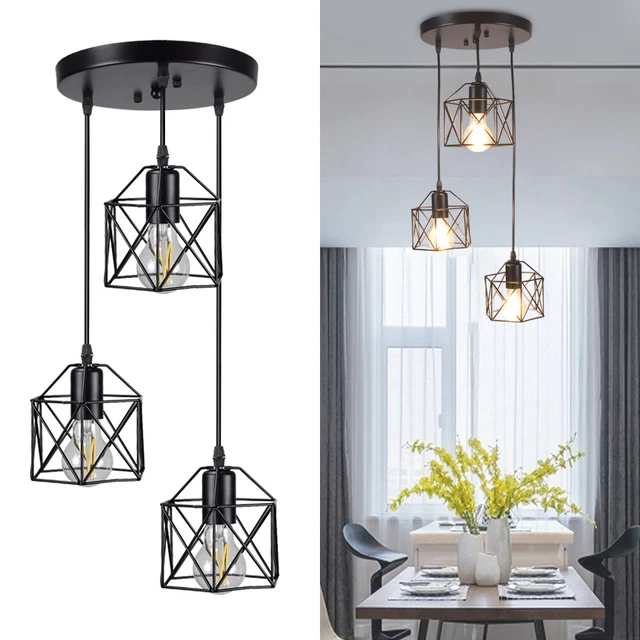 3 Lights Industrial Loft Kitchen Pendant Lamp Metal Shade Hanging Ceiling Light