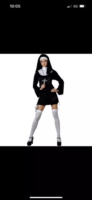 Ladies Nun Costume Adult Sister Act Fancy Dress Sexy Religious Womens Outfit