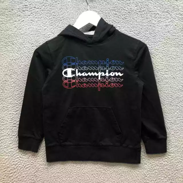 Champion Sweatshirt Hoodie Boys Youth Small S Long Sleeve Graphic Logo Black