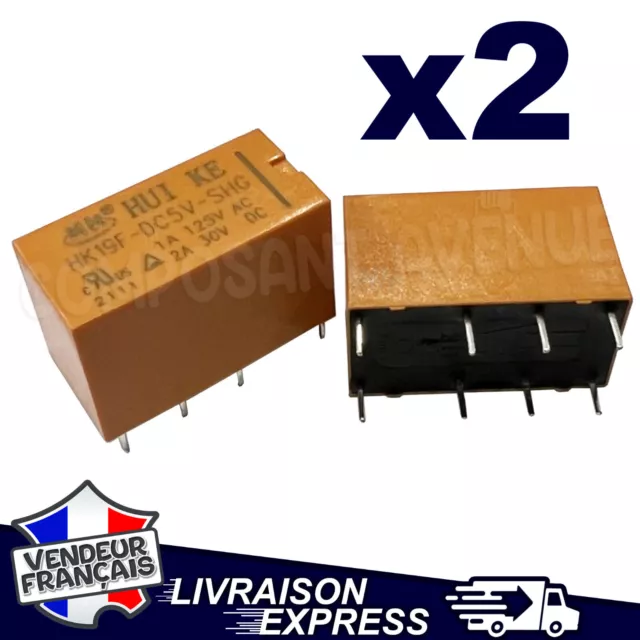 2 À 10 Relais Hk19F-Dc5V-Shg Pour Circuit Imprimé 2Rt Bobine 5V Relay 8 Pin 3