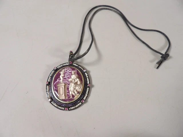 Pendentif Ancien En Argent 925 – Style Années 70, Bijou Fantaisie, Longueur Environ 5.5 Cm, Occasion