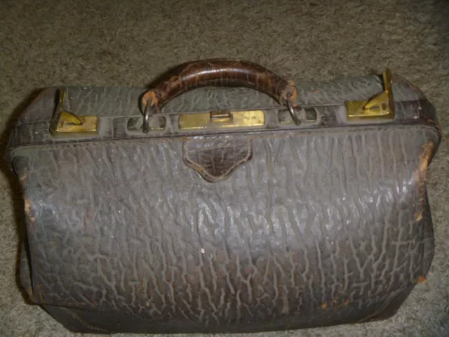 Rare Vintage 1940s-50's Leather Dark Brown Doctor’s Medical Bag USA No Name