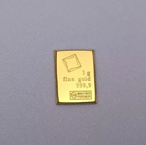 1 Gram 24K Gold Bar 999.9 Valcambi Swisse Combibar 1G Goldbarren Lingot D'or