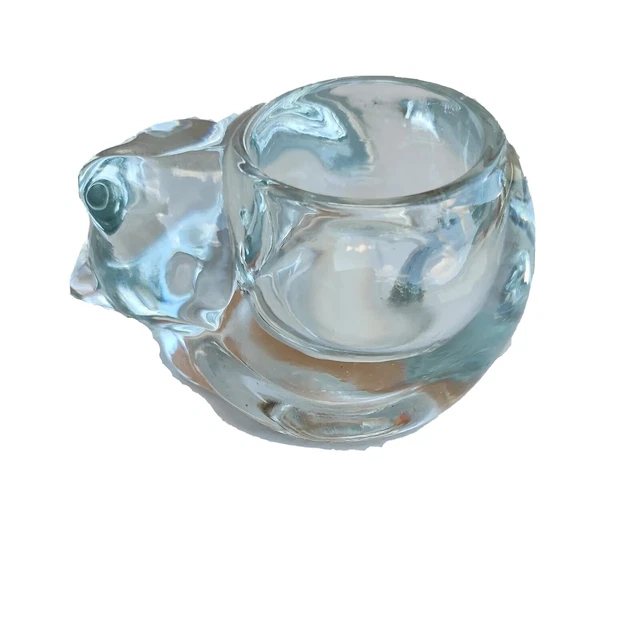 Vintage Indiana Glass Sleeping Cat Candle Holder Votive Paperweight Figurine MCM