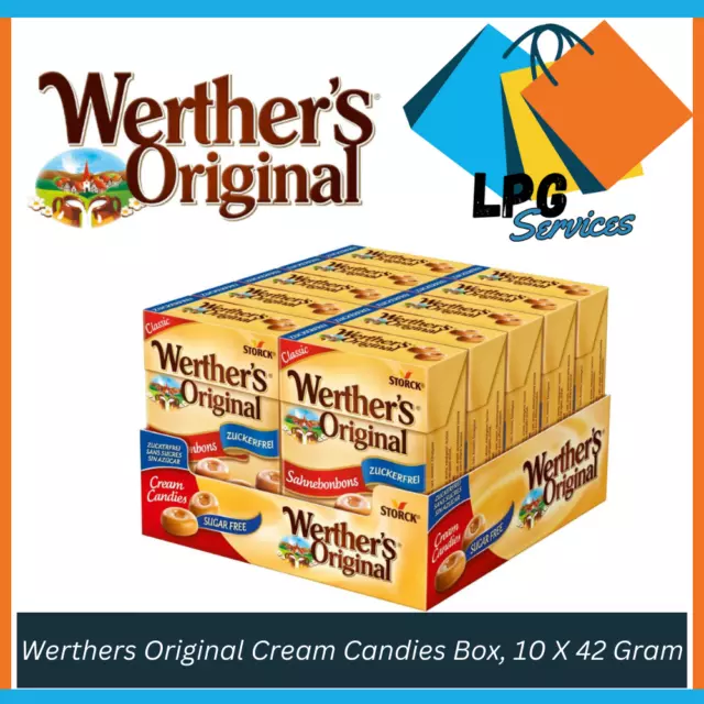 Werthers Original Cream Sugar Free Candies In Box, 10 X 42 Gram Free Shipping AU