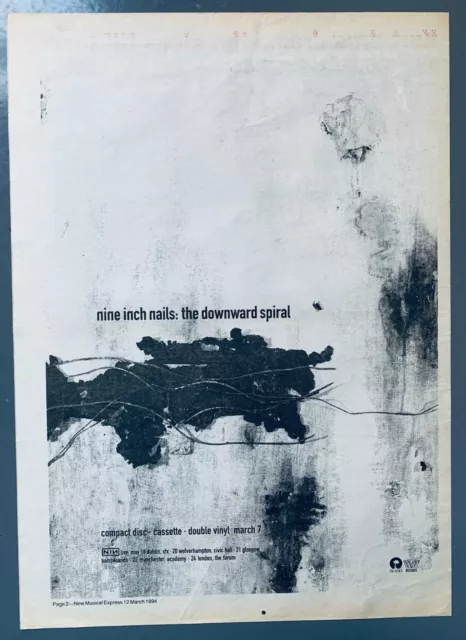 NINE INCH NAILS 1994 POSTER ADVERT DOWNWARD SPIRAL Trent Reznor NIN