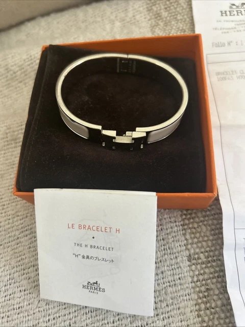 Bracelet Hermès Clic H Argent/beige - Occasion, Argent, Marque Française, Bijou De Luxe