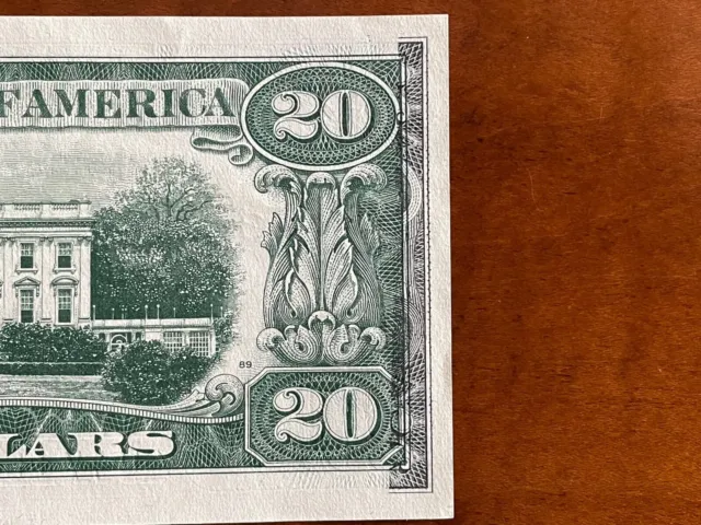 Series 1969 US TWENTY DOLLAR ERROR NOTE Misprint FRONT-EDGE PRINTING ON REVERSE 