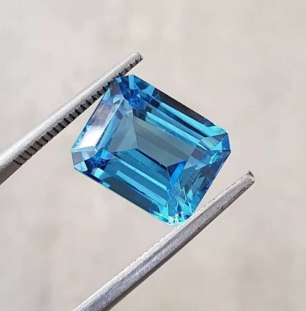 17 Ct Natural Santa Maria Blue Aquamarine Emerald Cut Loose Untreated Gemstone