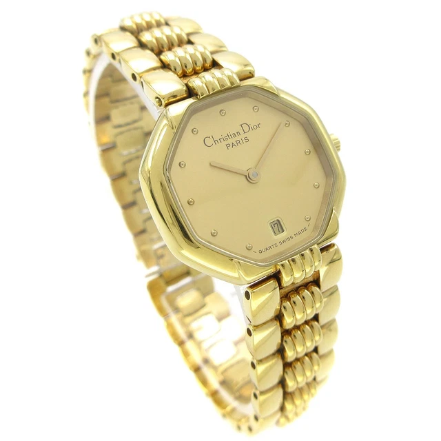 Christian Dior 48.153 682634 Octagon Quartz Watch Gold-plated 97903