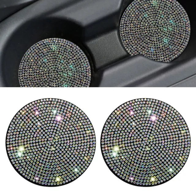 2x Colorful Bling Car For Cup Holder Insert Coaster Mat Cushion Interior Decor