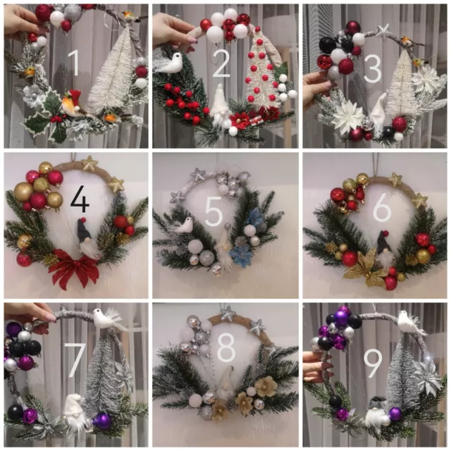 Handmade Christmas Wreath table wall door hanging decoration with pine cones