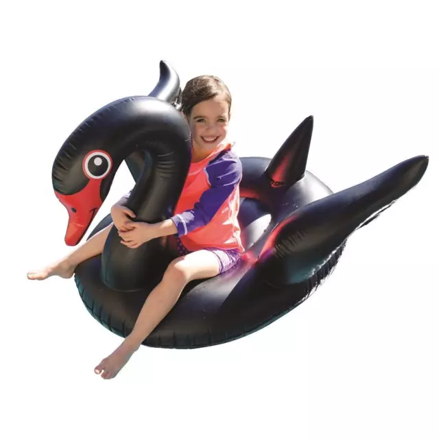 Black Swan Rider Inflatable Over sized 110cm x 86cm Kids Pool Toy Float Raft