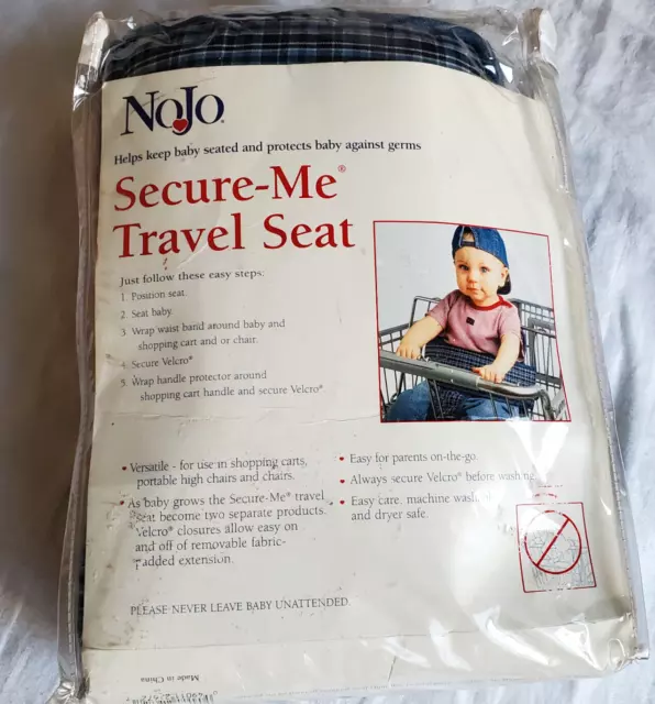 NoJo Secure Me Travel Seat Blue Plaid Shopping Cart High Chair Pad Germ Free 3