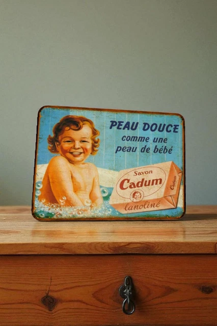 Plaque émaillée Bombée Publicitaire SAVON CADUM – Métal – Déco Rétro