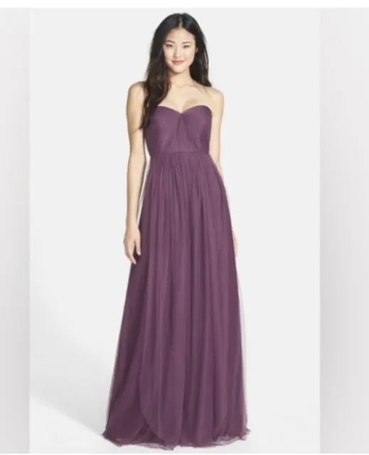 Jenny Yoo Annabelle Convertible Bridesmaid Dress Tulle Raisin 2 Purple