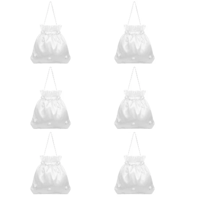 6x Dolly Bag White Decorated Dolly Bag for Party Wedding