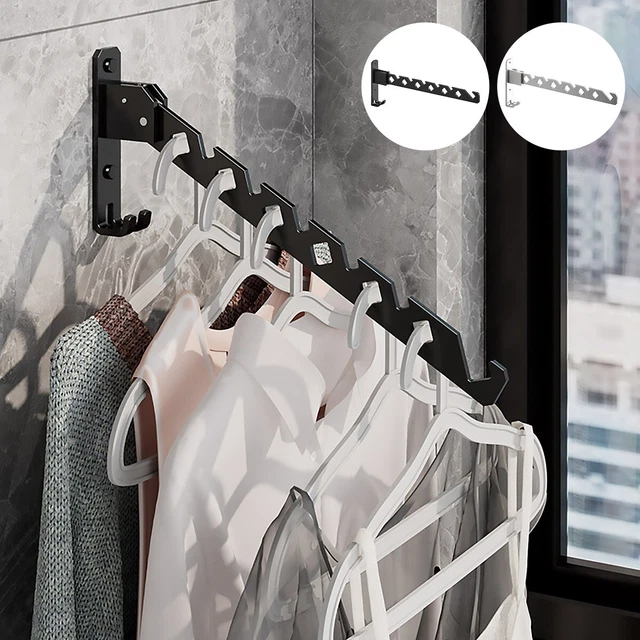 CLOTHES DRYING RACK Adjustable Angle Clothes Hanger Wall-mounted Coat ¬ ...